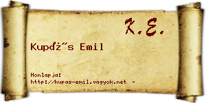 Kupás Emil névjegykártya