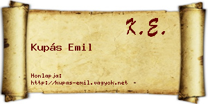 Kupás Emil névjegykártya
